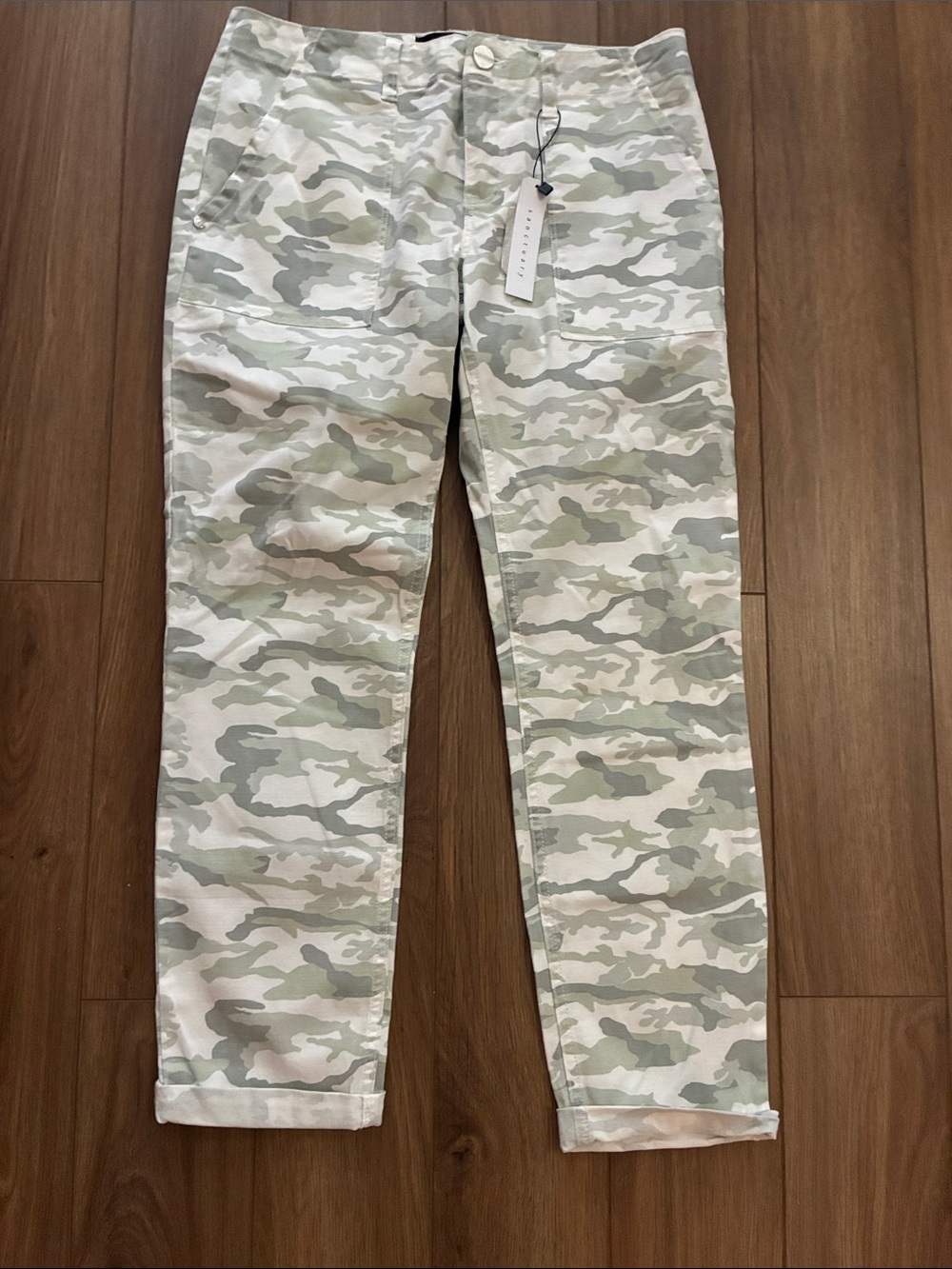 Sanctuary Light Green and White Camo Ankle Jeans